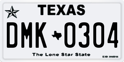 TX license plate DMK0304
