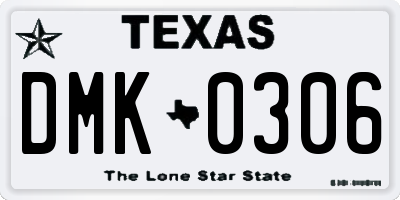 TX license plate DMK0306