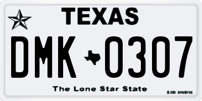 TX license plate DMK0307