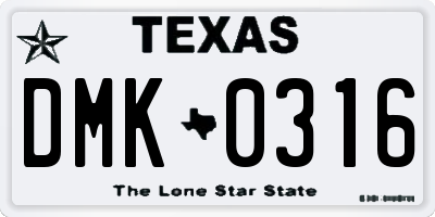 TX license plate DMK0316
