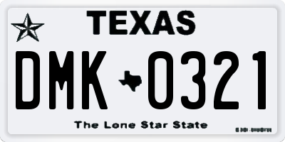 TX license plate DMK0321