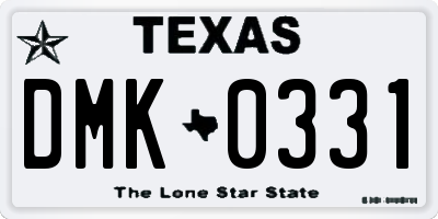 TX license plate DMK0331