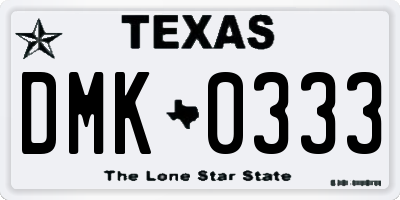 TX license plate DMK0333