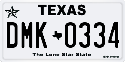 TX license plate DMK0334