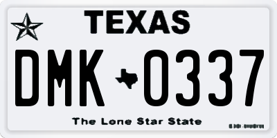 TX license plate DMK0337