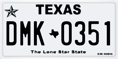 TX license plate DMK0351