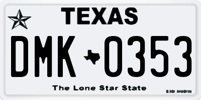 TX license plate DMK0353