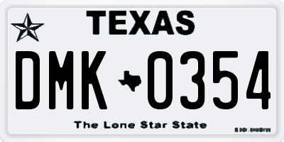 TX license plate DMK0354