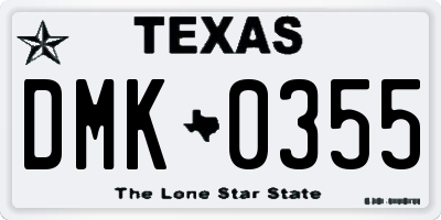TX license plate DMK0355