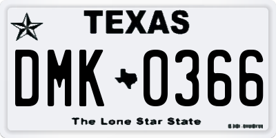 TX license plate DMK0366