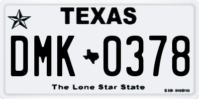 TX license plate DMK0378
