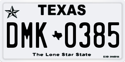 TX license plate DMK0385