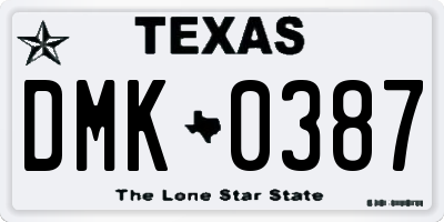 TX license plate DMK0387