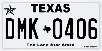 TX license plate DMK0406