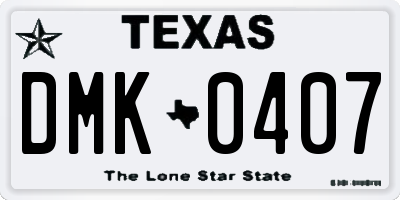 TX license plate DMK0407