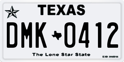 TX license plate DMK0412