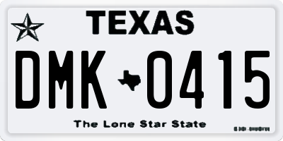 TX license plate DMK0415