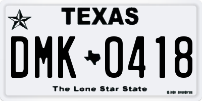 TX license plate DMK0418