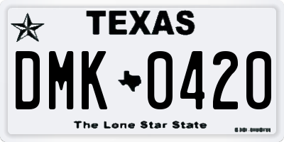 TX license plate DMK0420