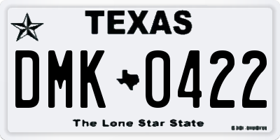 TX license plate DMK0422