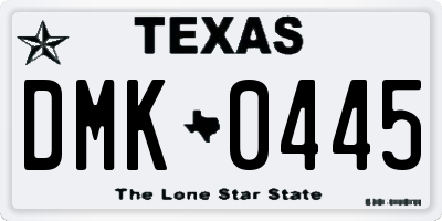TX license plate DMK0445