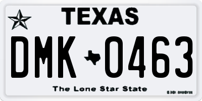 TX license plate DMK0463