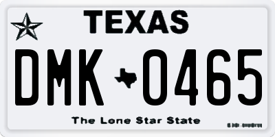 TX license plate DMK0465