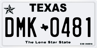 TX license plate DMK0481