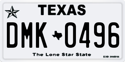 TX license plate DMK0496