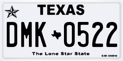 TX license plate DMK0522