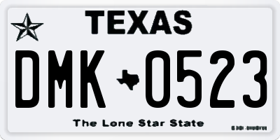 TX license plate DMK0523