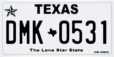 TX license plate DMK0531