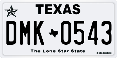 TX license plate DMK0543
