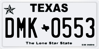 TX license plate DMK0553