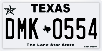 TX license plate DMK0554