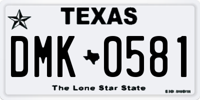 TX license plate DMK0581