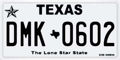 TX license plate DMK0602