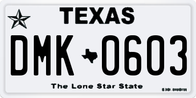 TX license plate DMK0603