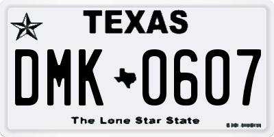 TX license plate DMK0607