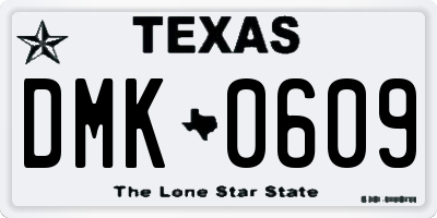 TX license plate DMK0609
