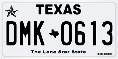 TX license plate DMK0613