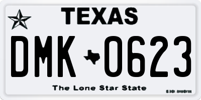 TX license plate DMK0623