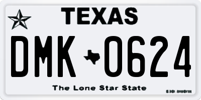 TX license plate DMK0624