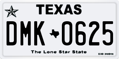 TX license plate DMK0625