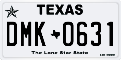 TX license plate DMK0631