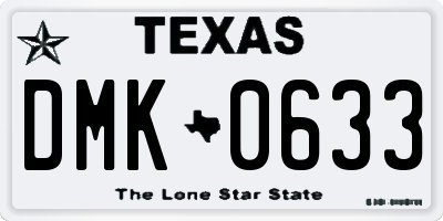 TX license plate DMK0633