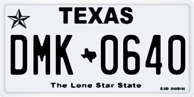 TX license plate DMK0640