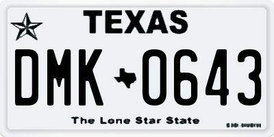 TX license plate DMK0643