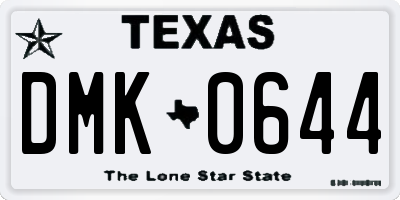 TX license plate DMK0644