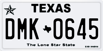 TX license plate DMK0645